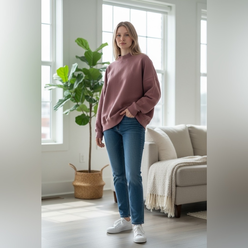 Relm Blush Slub Knit Sweatshirt – Size L – New